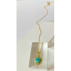 Ασημένιο κολιέ επίχρυσο με πέτρα σε σχήμα καρδιά και περίγραμμα ζιργκόν (SN176)